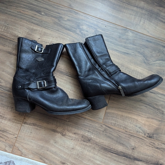 Harley Davidson Leather Women's Boots Size 9. Heeled Leather Boots. - Picture 1 of 7